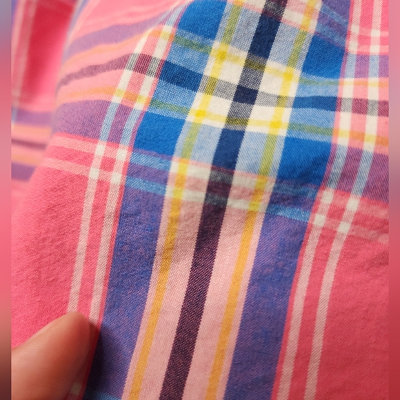 Holister 100% Cotton Button Down shirt with collar, plaid in pink, vintage - Picture 3 of 7